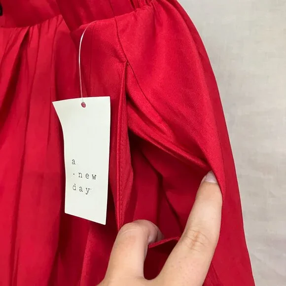 NWT A New Day Women's Size 1X Red Bubble Hem Midweight Woven A-Line Mini Skirt - Picture 8 of 12